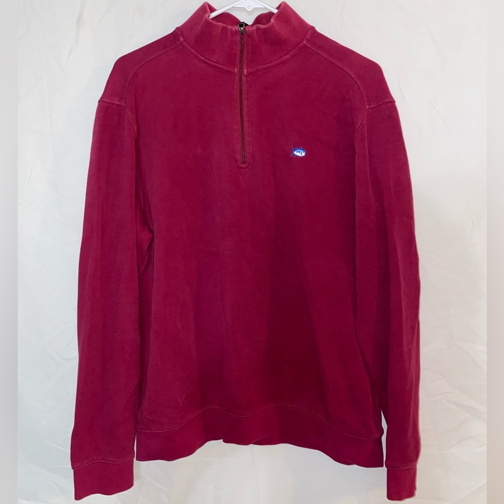 Southern Tide The Skip Jack Mens M Purple 1/4 Zip Cotton Pullover Sweater
